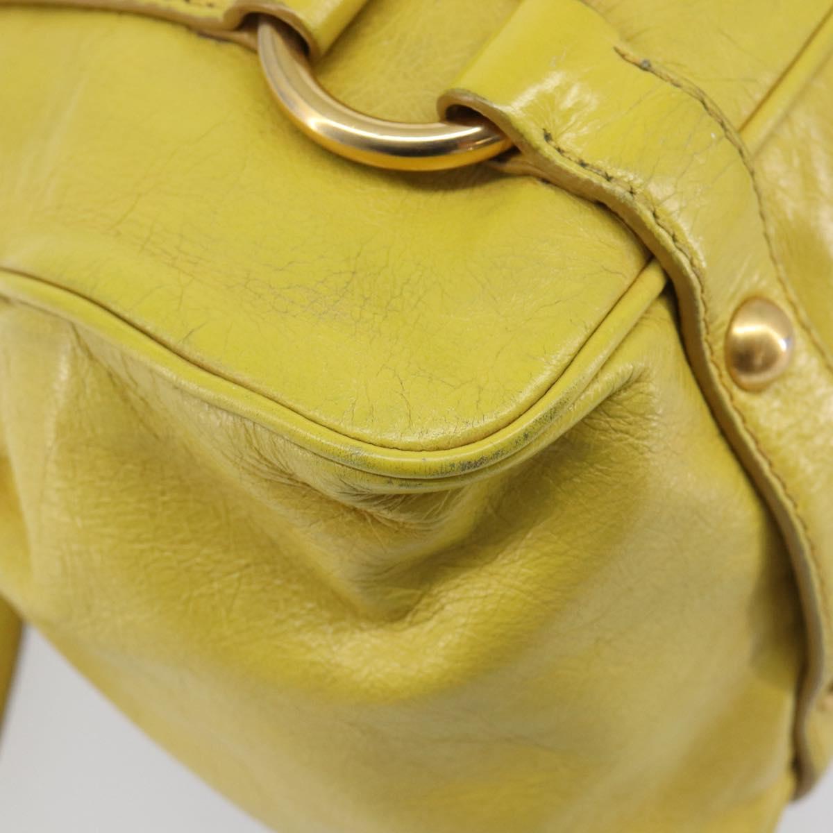 Miu Miu Hand Bag Leather 2way Yellow Gold Auth 167868V