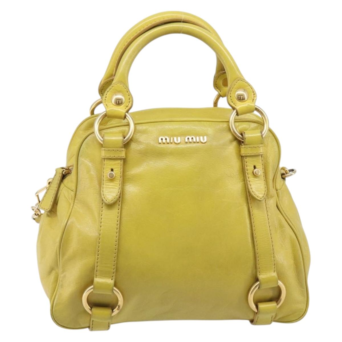 Miu Miu Hand Bag Leather 2way Yellow Gold Auth 167868V