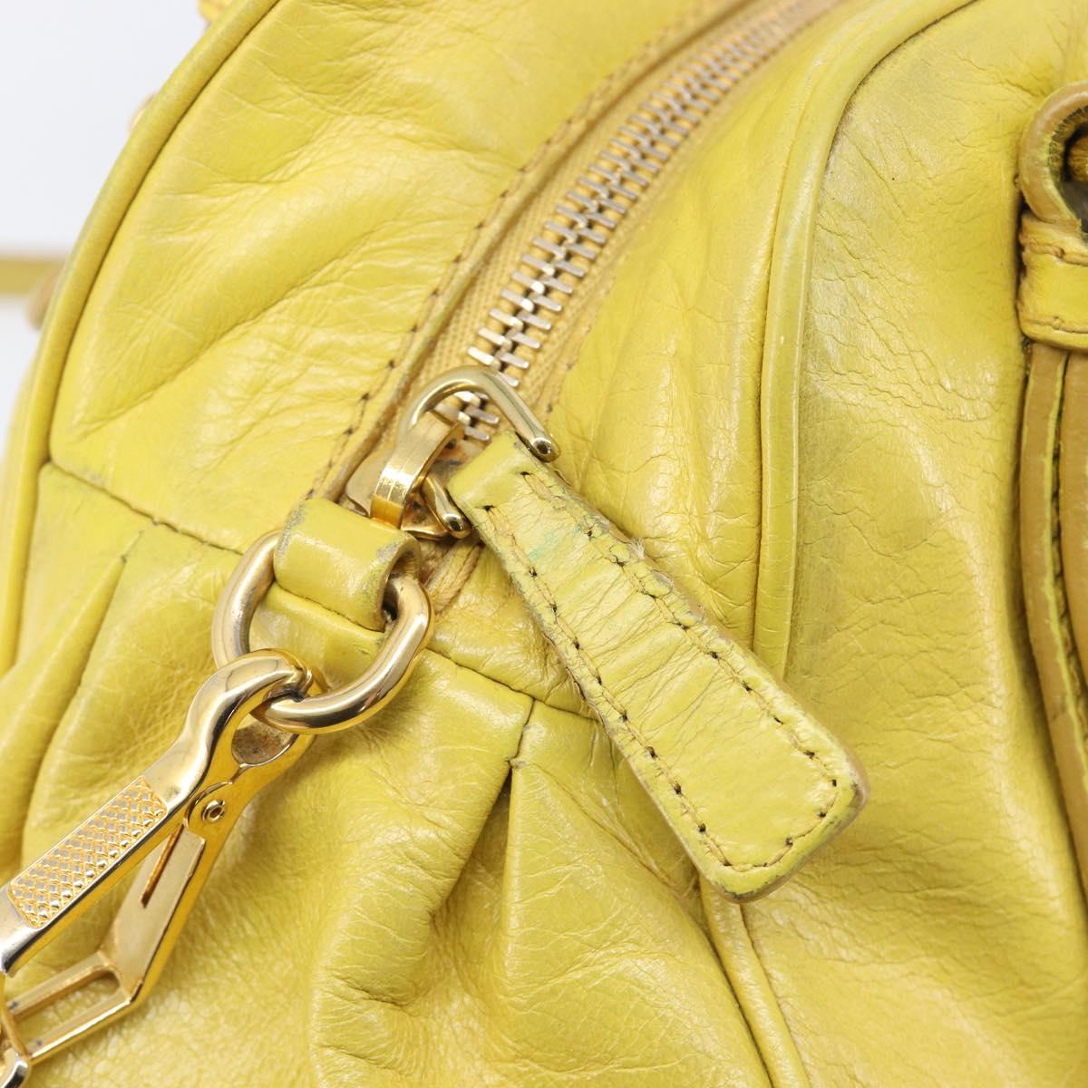 Miu Miu Hand Bag Leather 2way Yellow Gold Auth 167868V