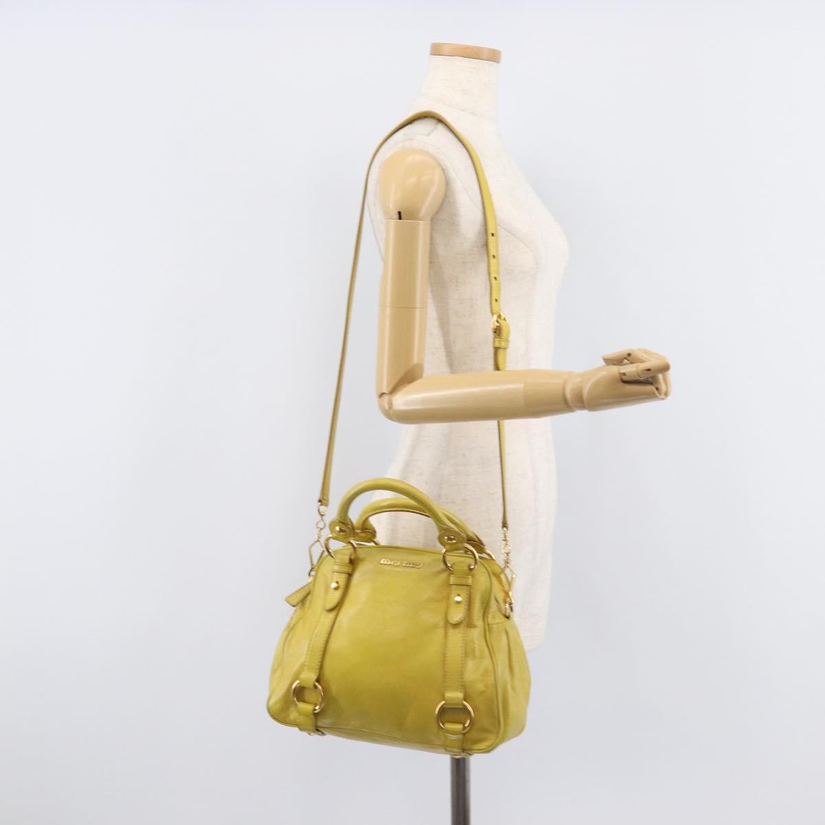 Miu Miu Hand Bag Leather 2way Yellow Gold Auth 167868V