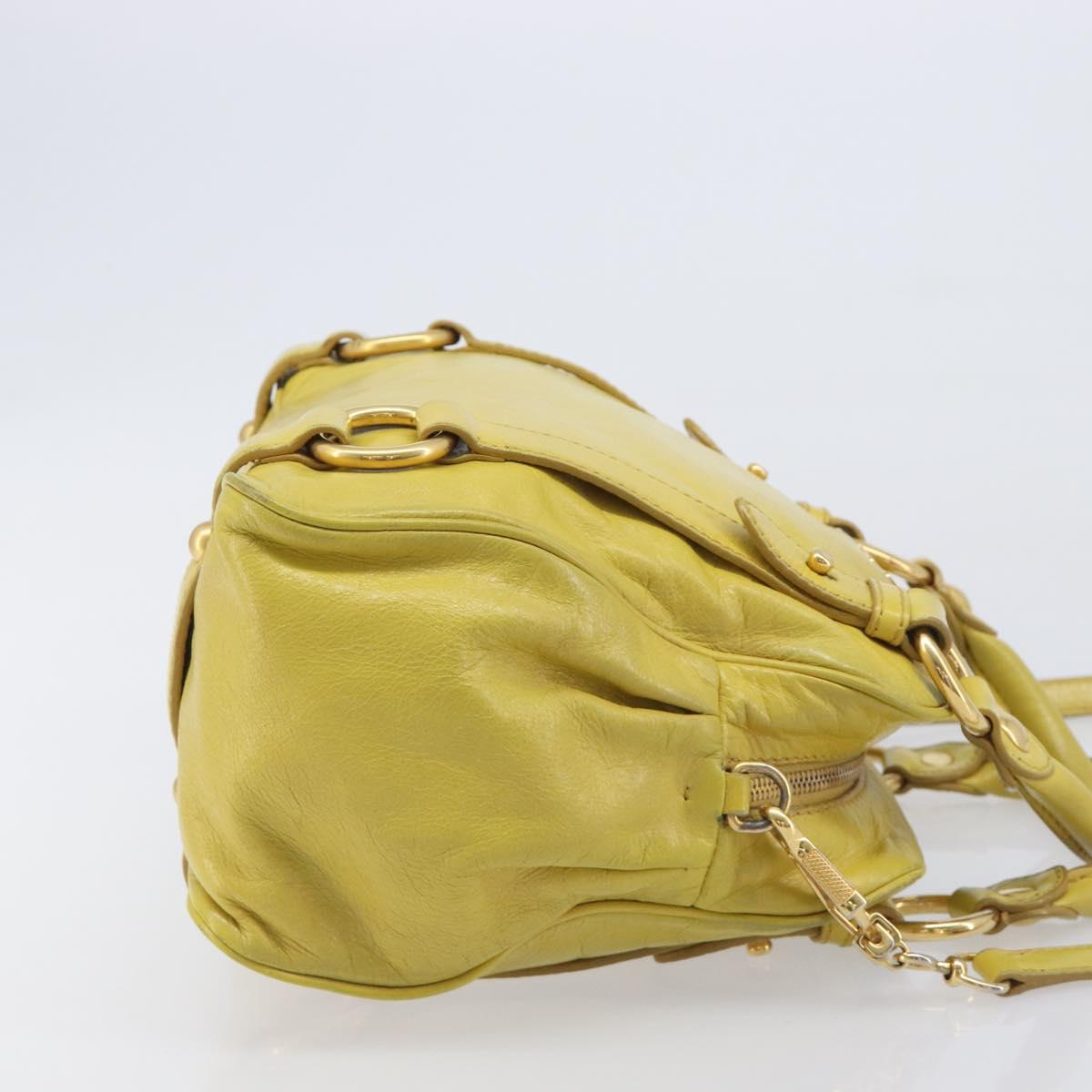 Miu Miu Hand Bag Leather 2way Yellow Gold Auth 167868V