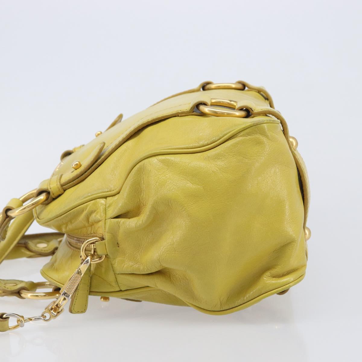 Miu Miu Hand Bag Leather 2way Yellow Gold Auth 167868V