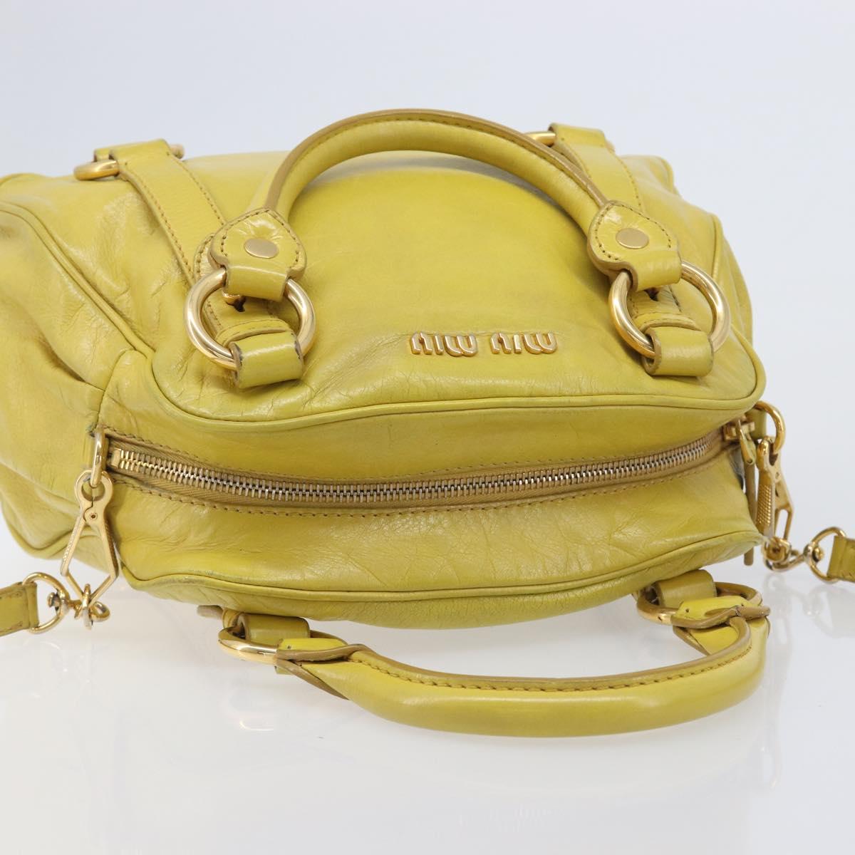 Miu Miu Hand Bag Leather 2way Yellow Gold Auth 167868V
