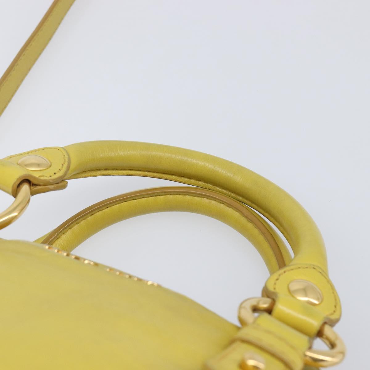 Miu Miu Hand Bag Leather 2way Yellow Gold Auth 167868V