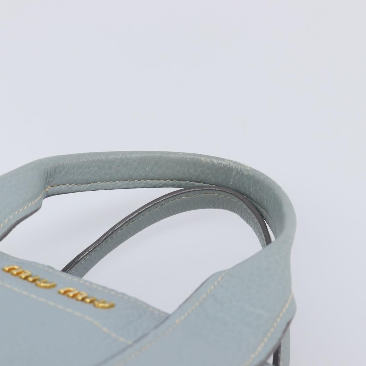 Miu Miu Hand Bag Leather 2way Light Blue Gold Auth 167870A