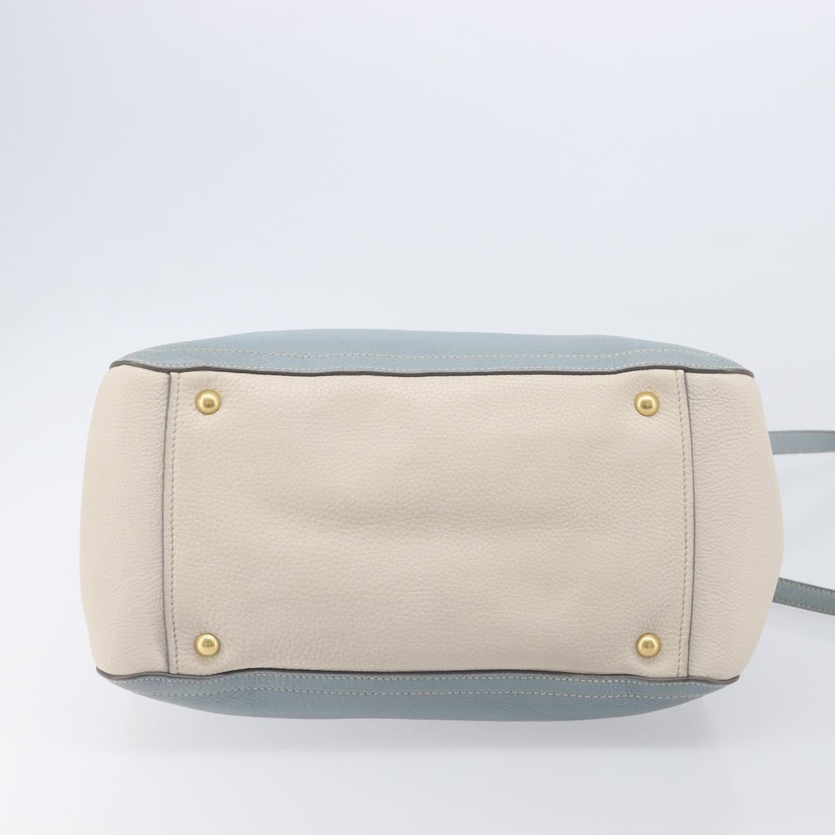 Miu Miu Hand Bag Leather 2way Light Blue Gold Auth 167870A