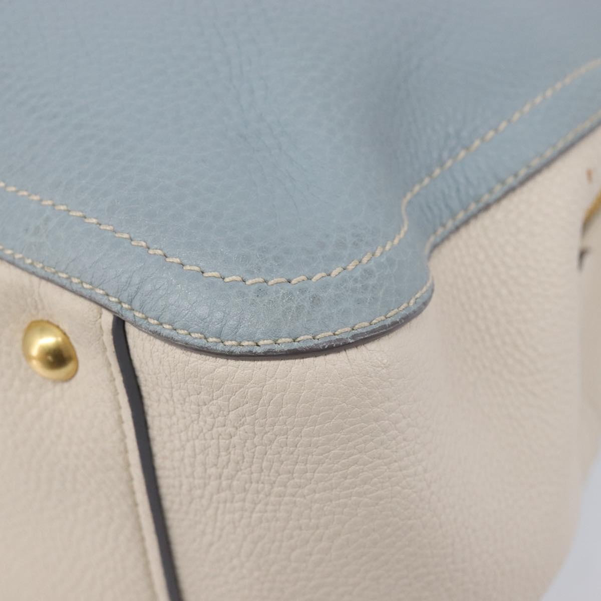 Miu Miu Hand Bag Leather 2way Light Blue Gold Auth 167870A