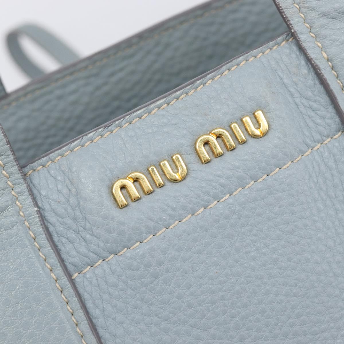 Miu Miu Hand Bag Leather 2way Light Blue Gold Auth 167870A