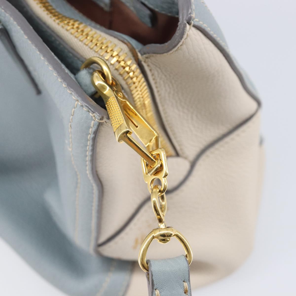 Miu Miu Hand Bag Leather 2way Light Blue Gold Auth 167870A