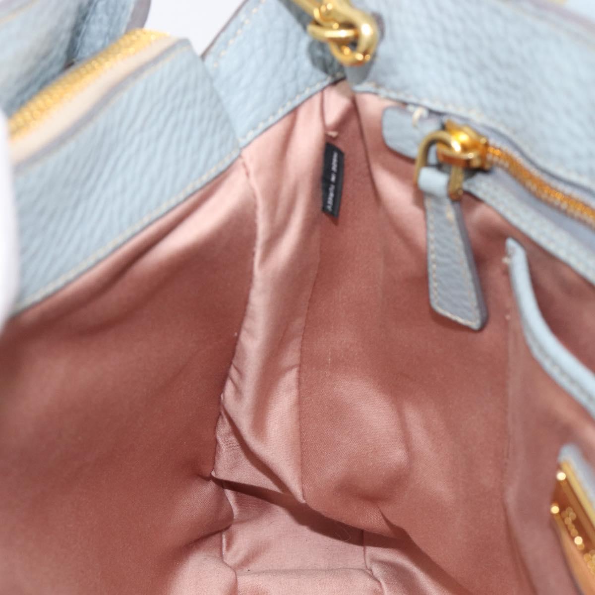 Miu Miu Hand Bag Leather 2way Light Blue Gold Auth 167870A