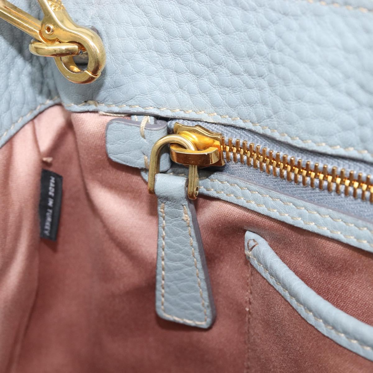 Miu Miu Hand Bag Leather 2way Light Blue Gold Auth 167870A