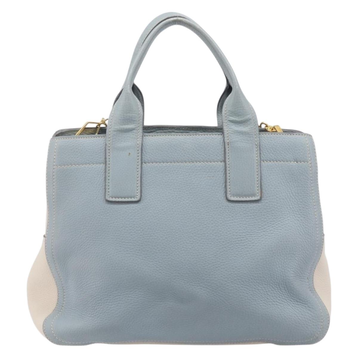 Miu Miu Hand Bag Leather 2way Light Blue Gold Auth 167870A