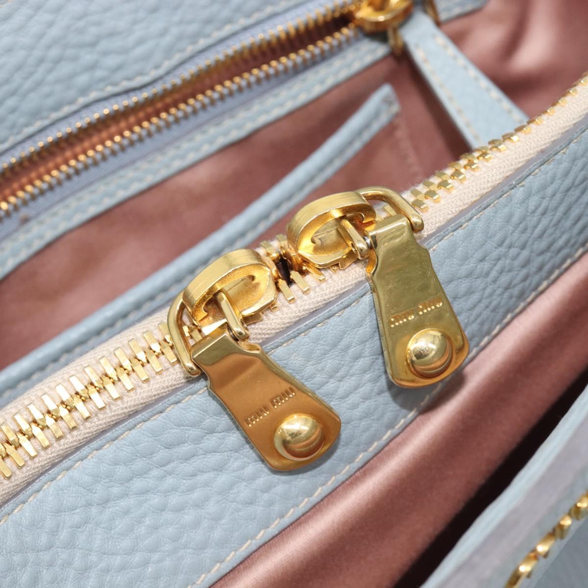 Miu Miu Hand Bag Leather 2way Light Blue Gold Auth 167870A