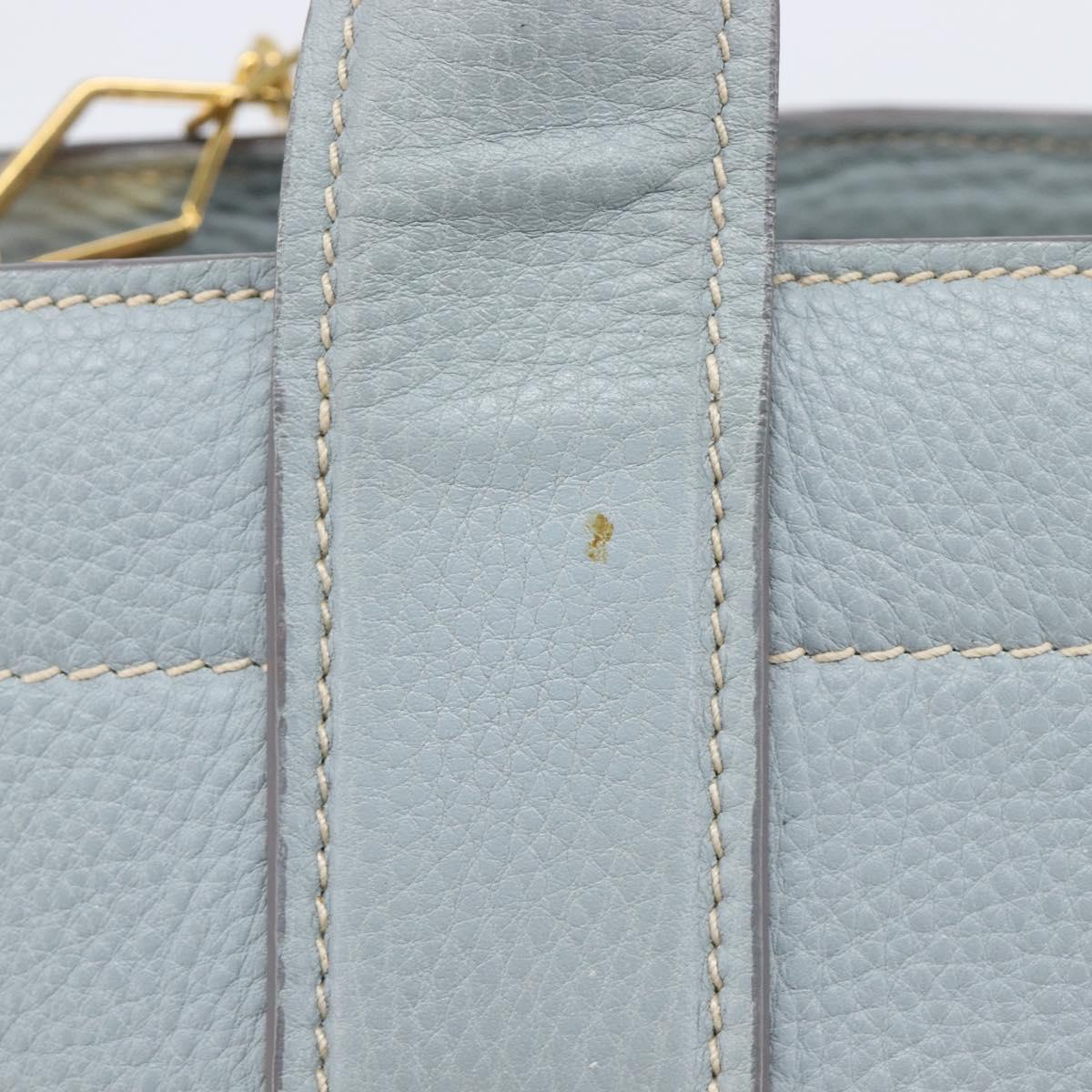Miu Miu Hand Bag Leather 2way Light Blue Gold Auth 167870A