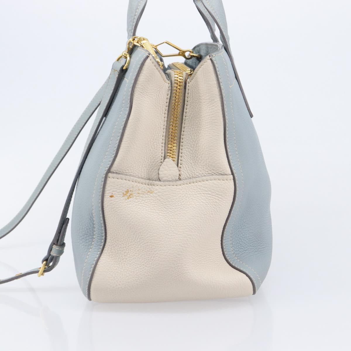 Miu Miu Hand Bag Leather 2way Light Blue Gold Auth 167870A