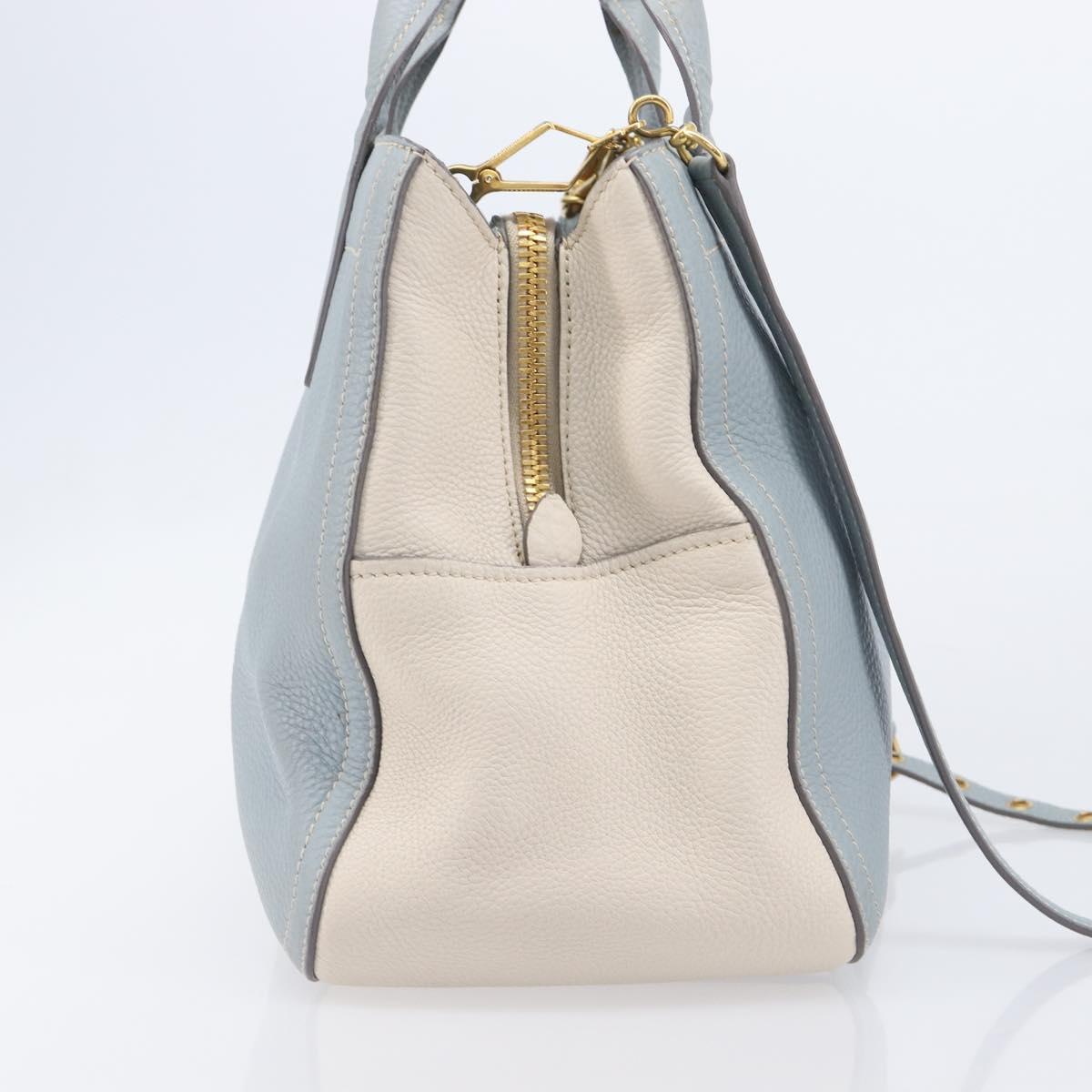 Miu Miu Hand Bag Leather 2way Light Blue Gold Auth 167870A