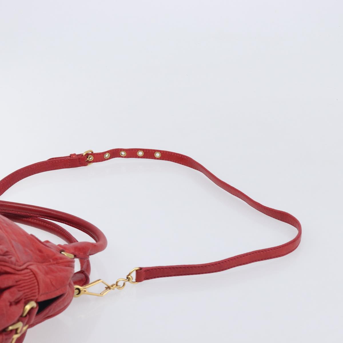 Miu Miu Hand Bag Leather 2way Red Gold Auth 167871M