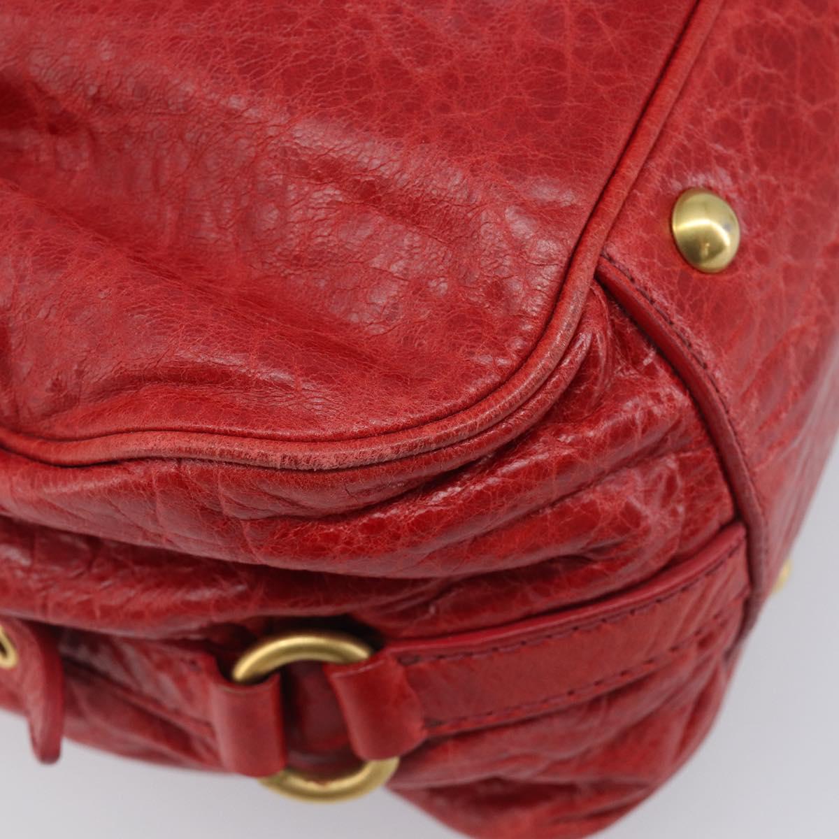 Miu Miu Hand Bag Leather 2way Red Gold Auth 167871M