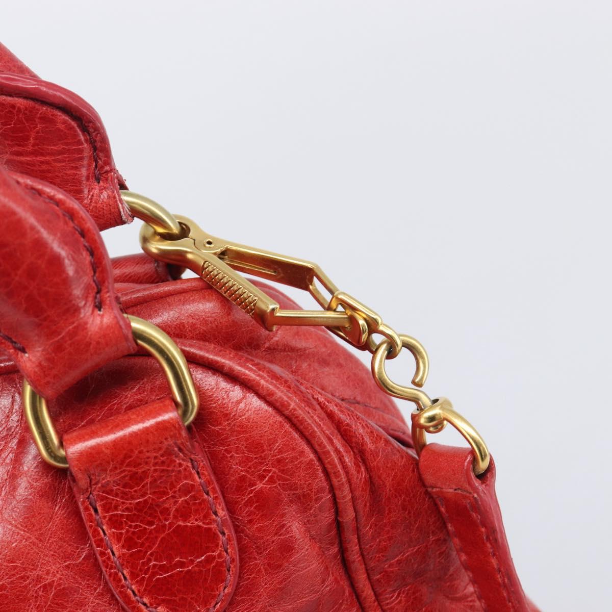 Miu Miu Hand Bag Leather 2way Red Gold Auth 167871M