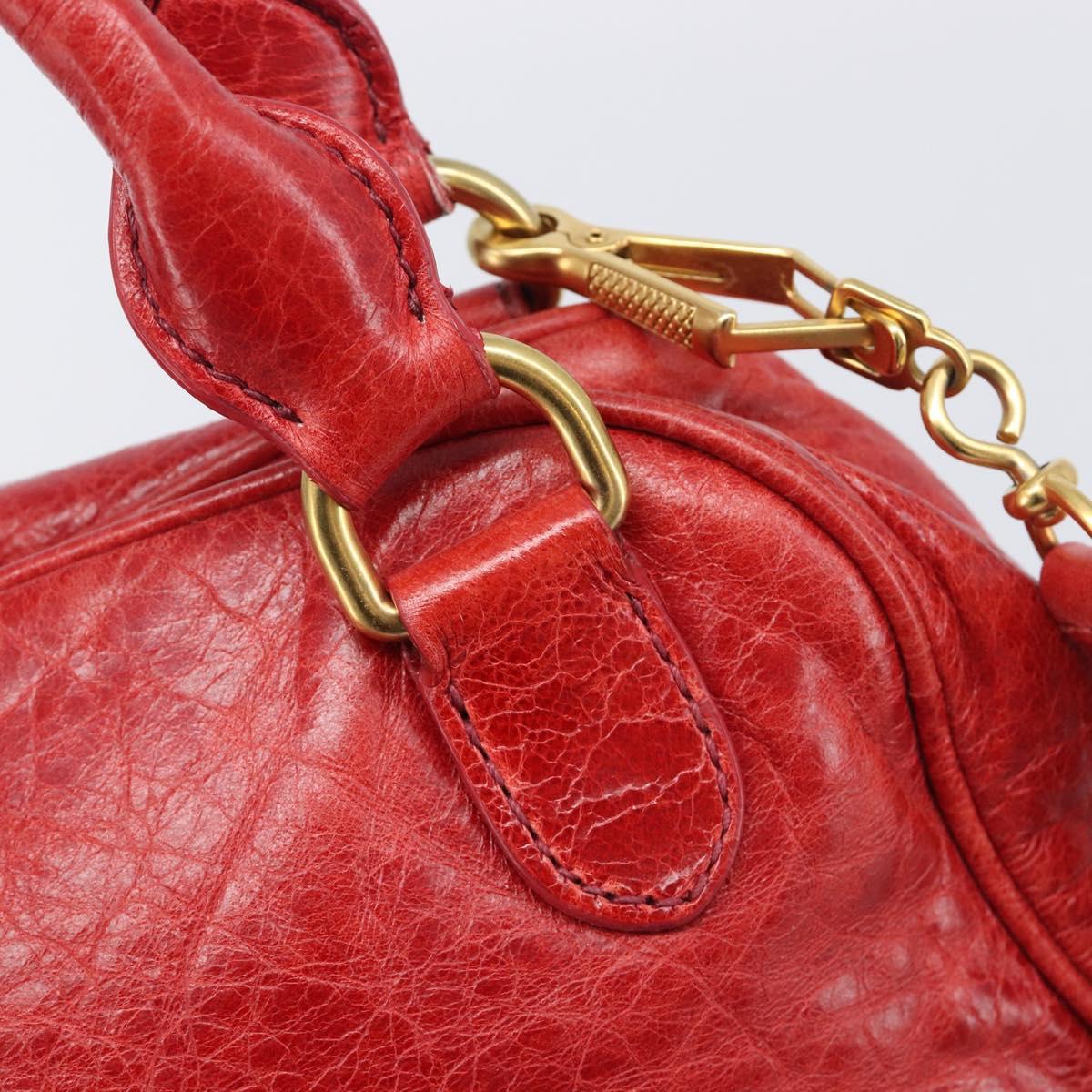 Miu Miu Hand Bag Leather 2way Red Gold Auth 167871M