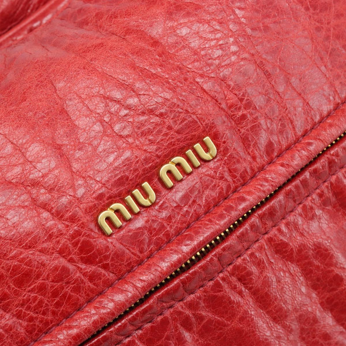 Miu Miu Hand Bag Leather 2way Red Gold Auth 167871M