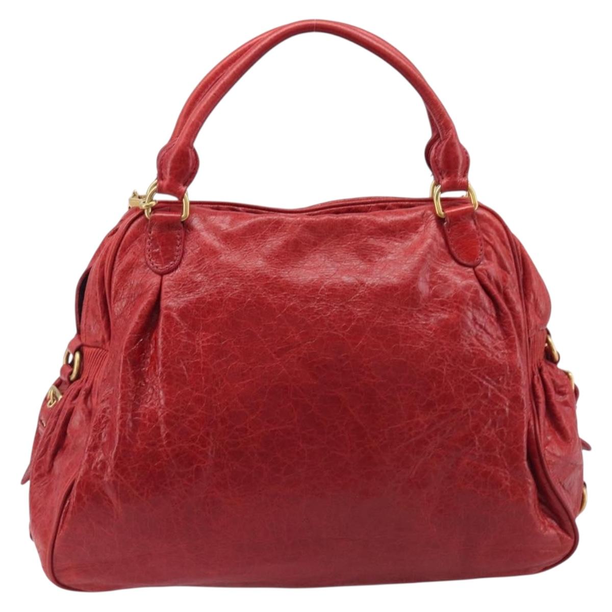 Miu Miu Hand Bag Leather 2way Red Gold Auth 167871M