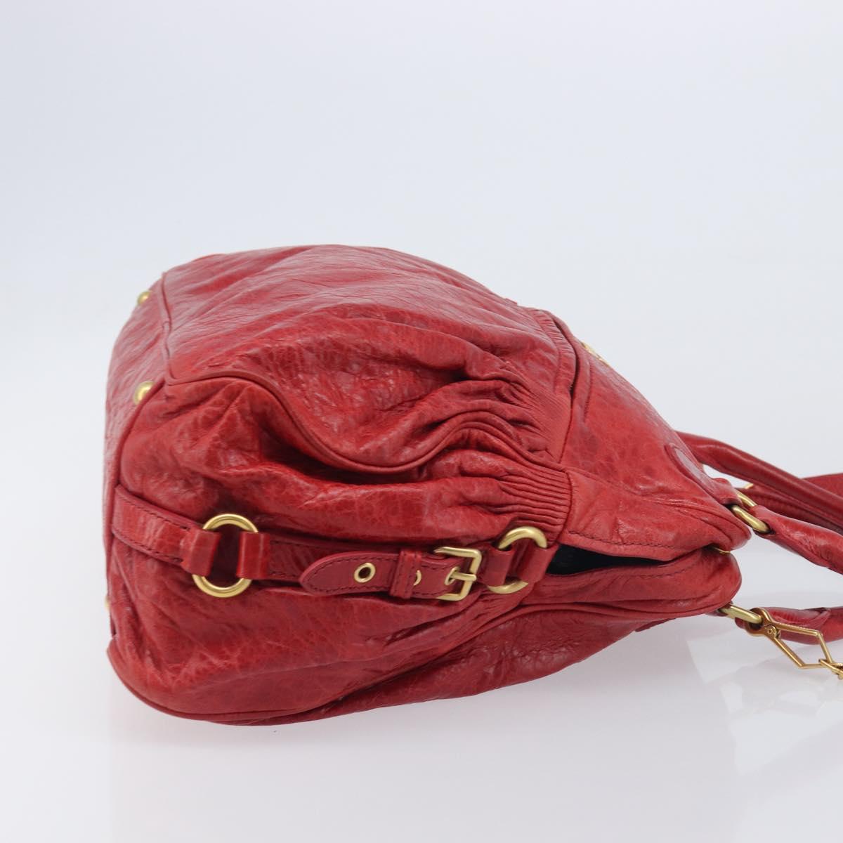 Miu Miu Hand Bag Leather 2way Red Gold Auth 167871M