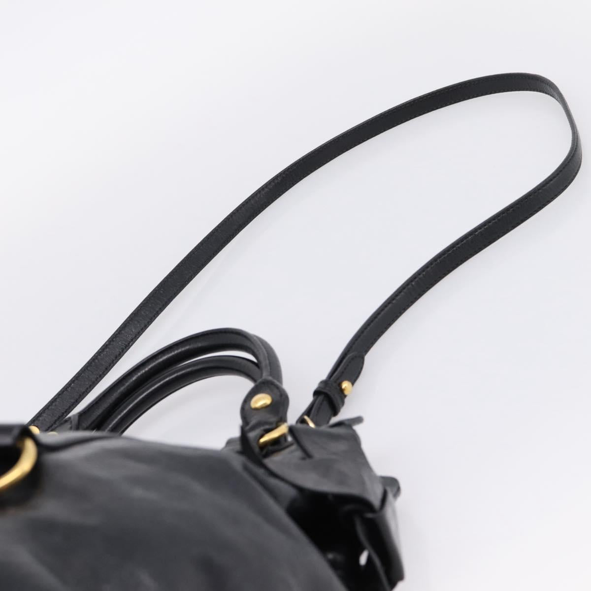 Miu Miu Hand Bag Leather 2way Black Gold Auth 167880M