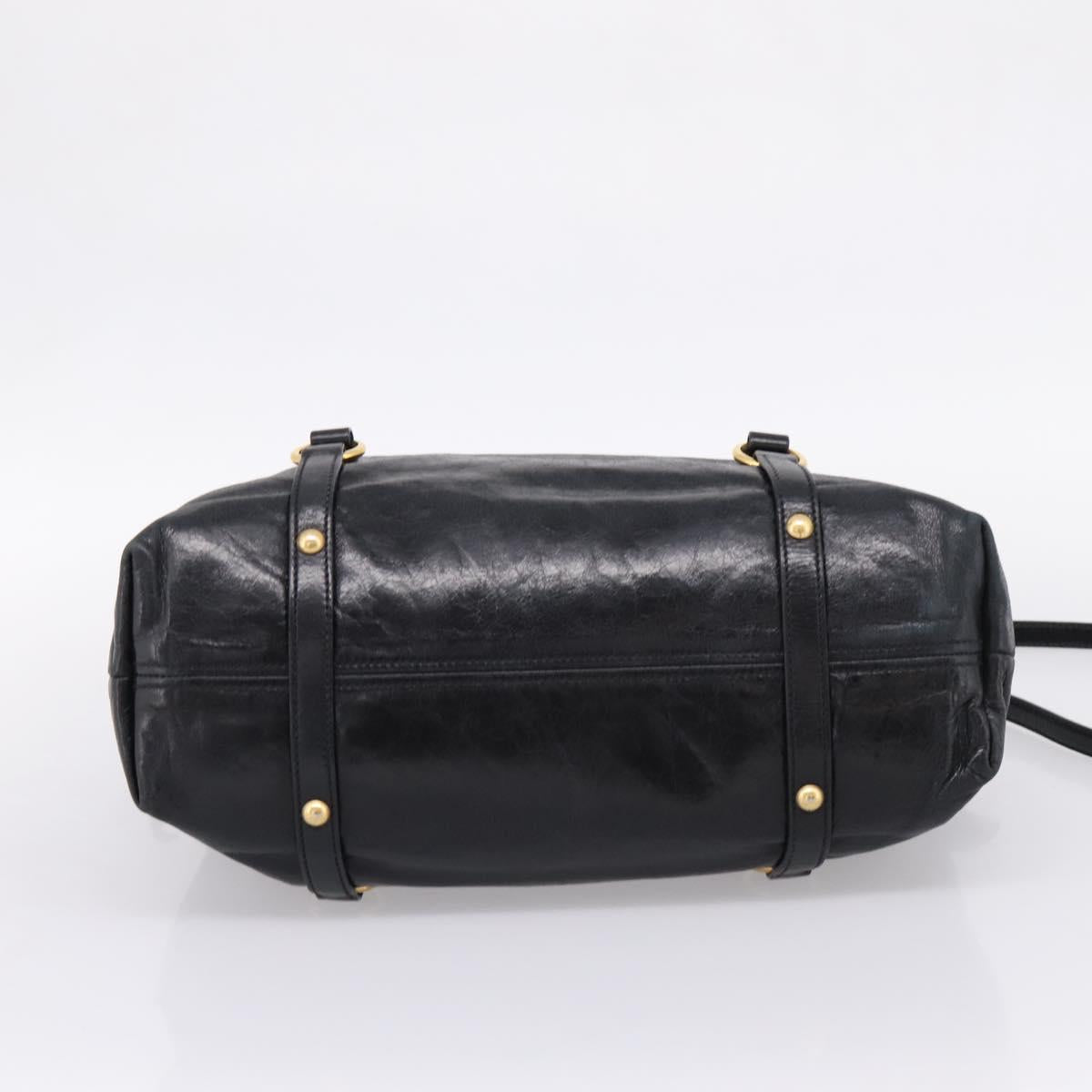 Miu Miu Hand Bag Leather 2way Black Gold Auth 167880M