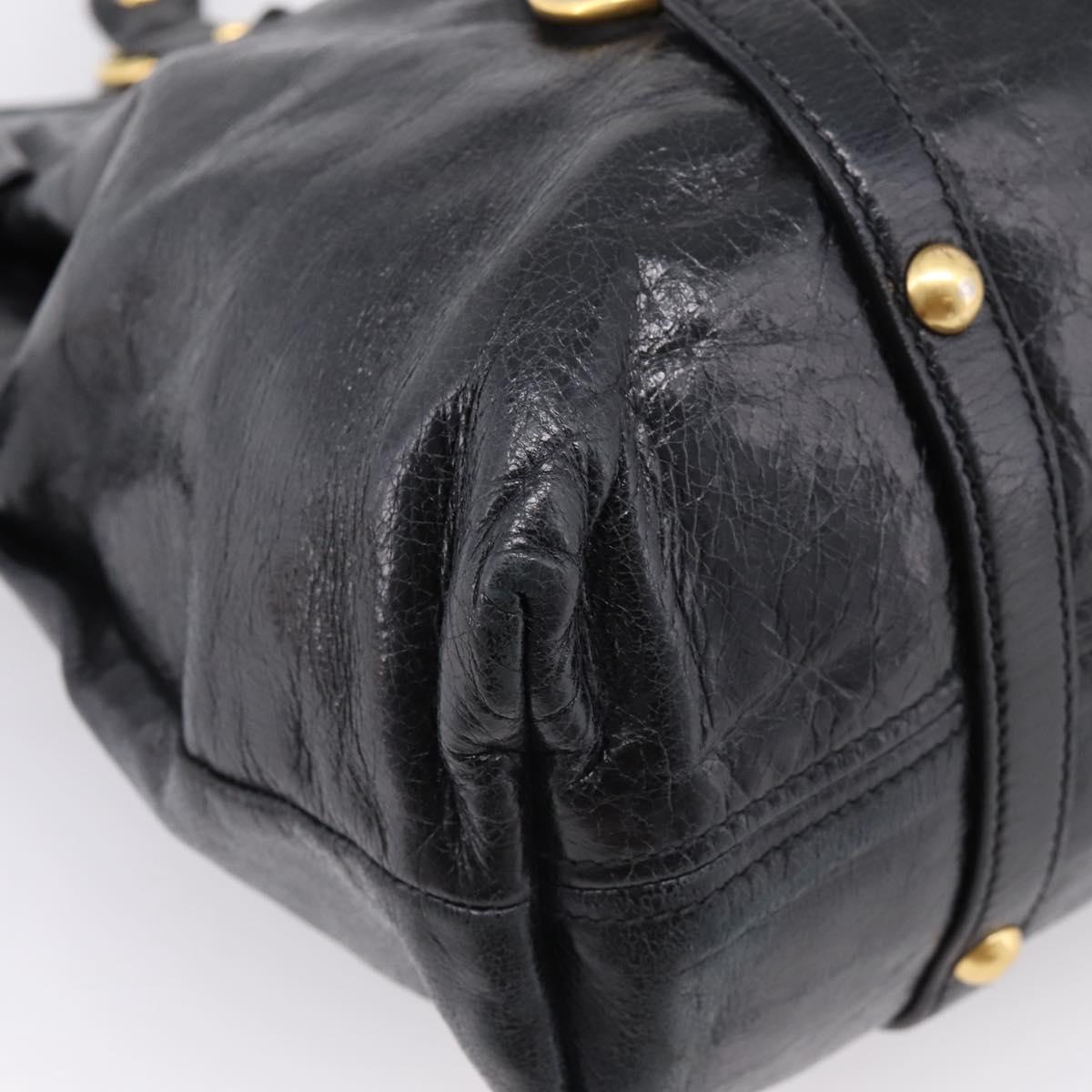 Miu Miu Hand Bag Leather 2way Black Gold Auth 167880M