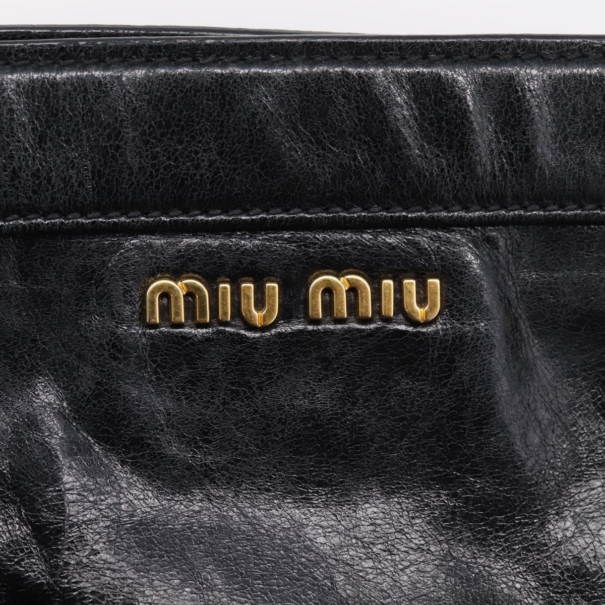 Miu Miu Hand Bag Leather 2way Black Gold Auth 167880M