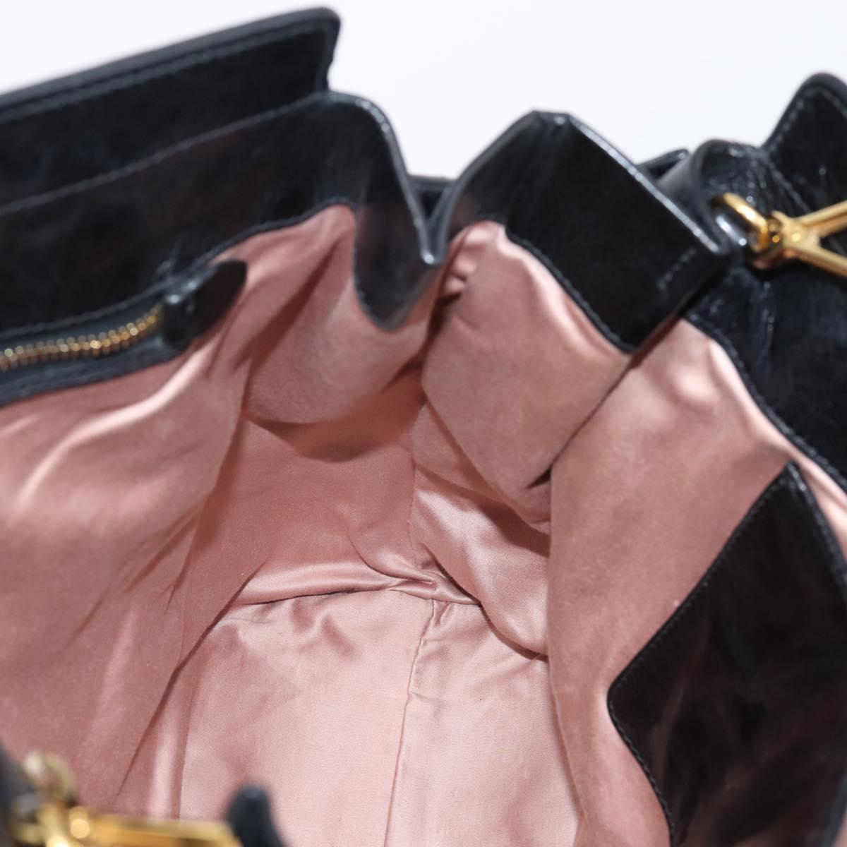 Miu Miu Hand Bag Leather 2way Black Gold Auth 167880M
