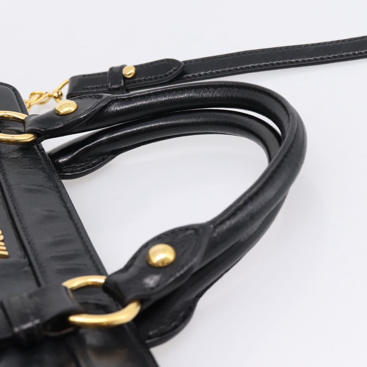 Miu Miu Hand Bag Leather 2way Black Gold Auth 167880M