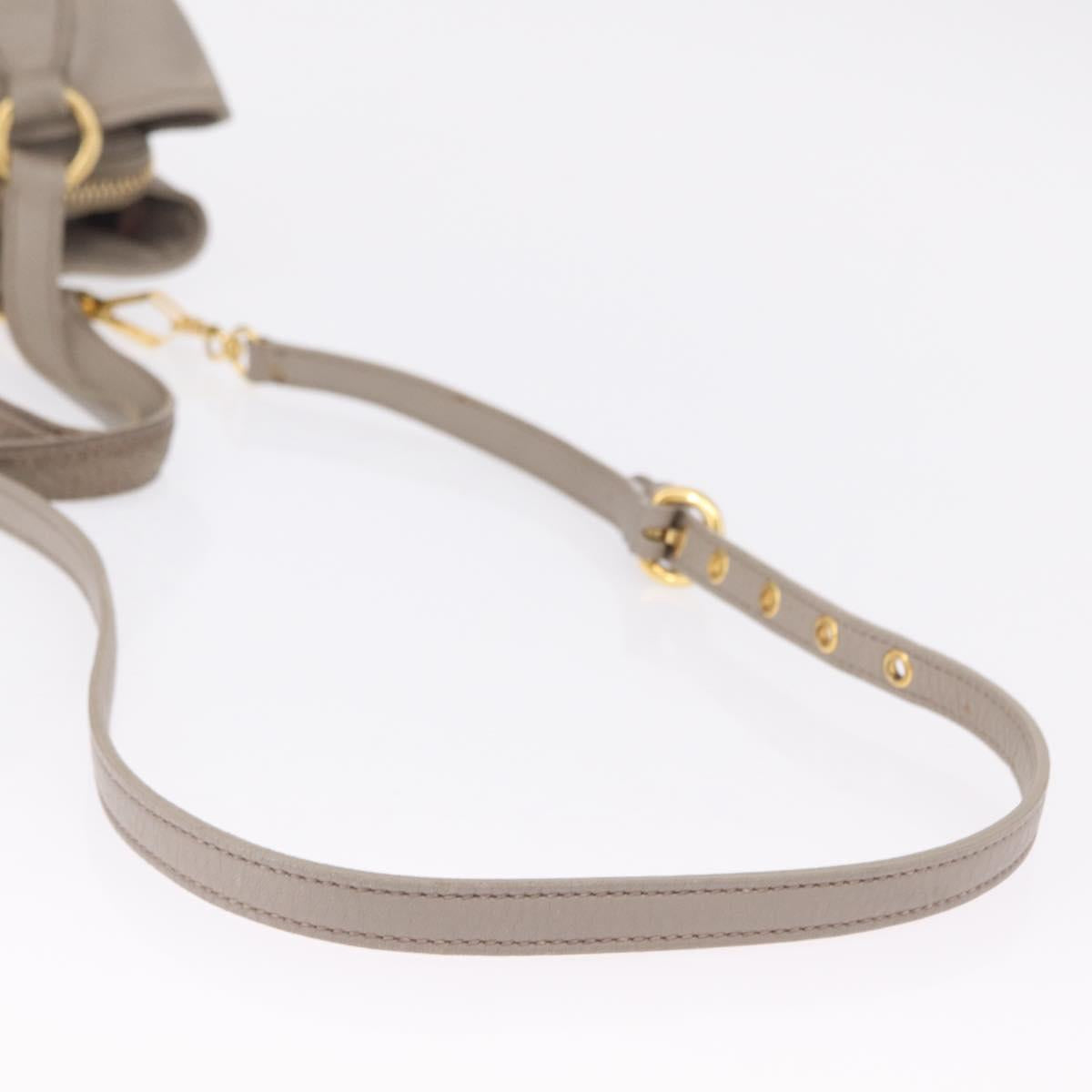 Miu Miu Hand Bag Leather 2way Gray Gold Auth 167882A