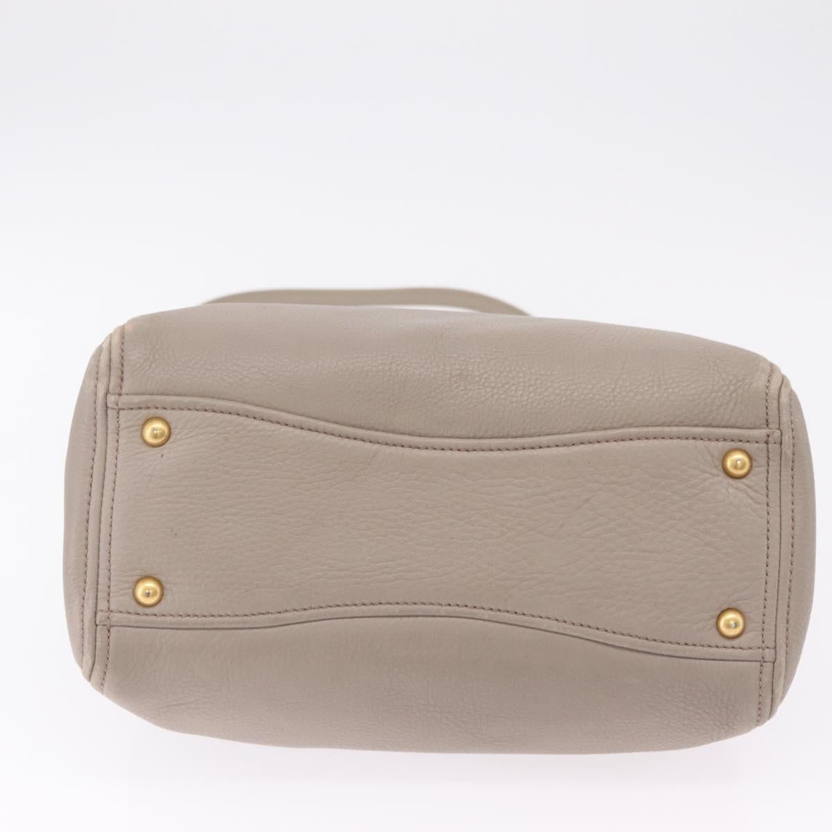 Miu Miu Hand Bag Leather 2way Gray Gold Auth 167882A