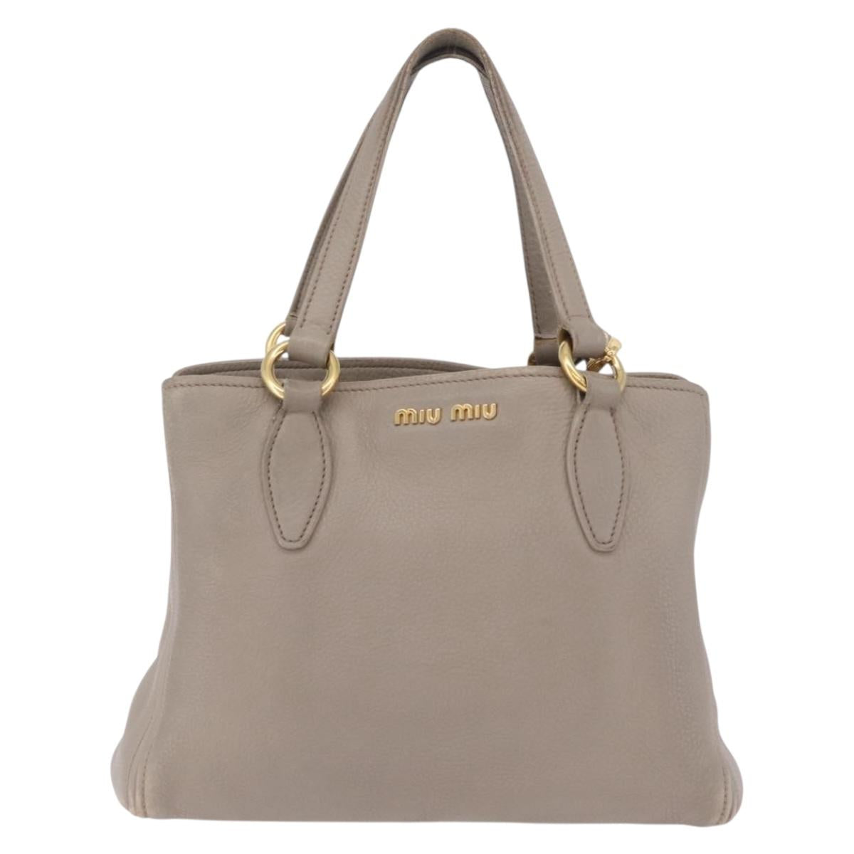 Miu Miu Hand Bag Leather 2way Gray Gold Auth 167882A