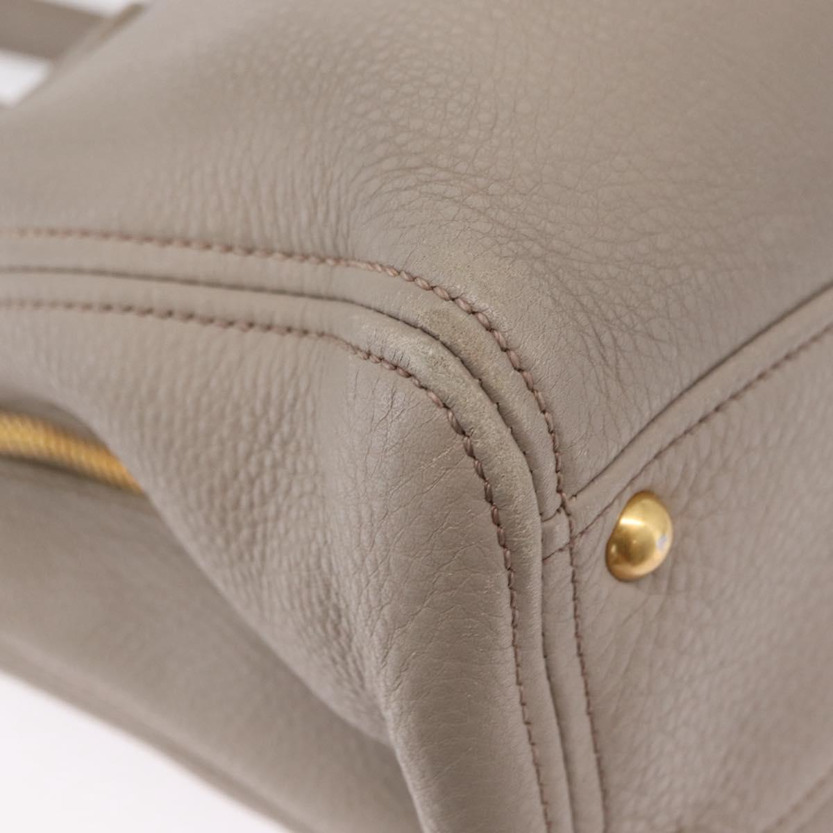 Miu Miu Hand Bag Leather 2way Gray Gold Auth 167882A