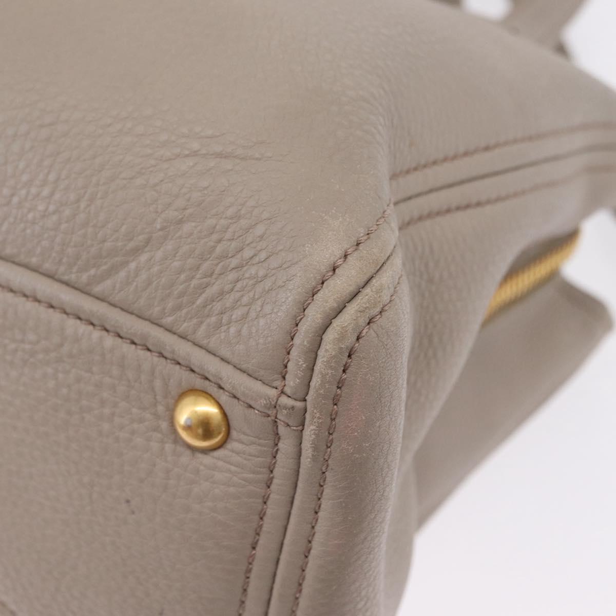 Miu Miu Hand Bag Leather 2way Gray Gold Auth 167882A