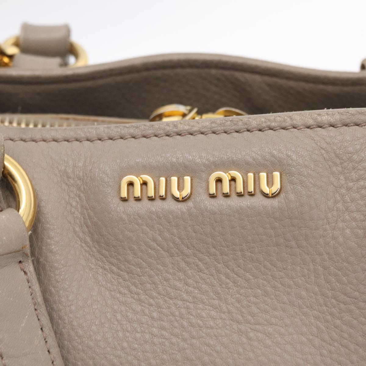 Miu Miu Hand Bag Leather 2way Gray Gold Auth 167882A