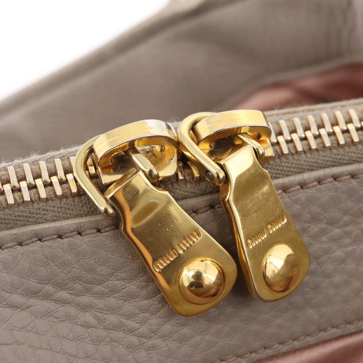 Miu Miu Hand Bag Leather 2way Gray Gold Auth 167882A