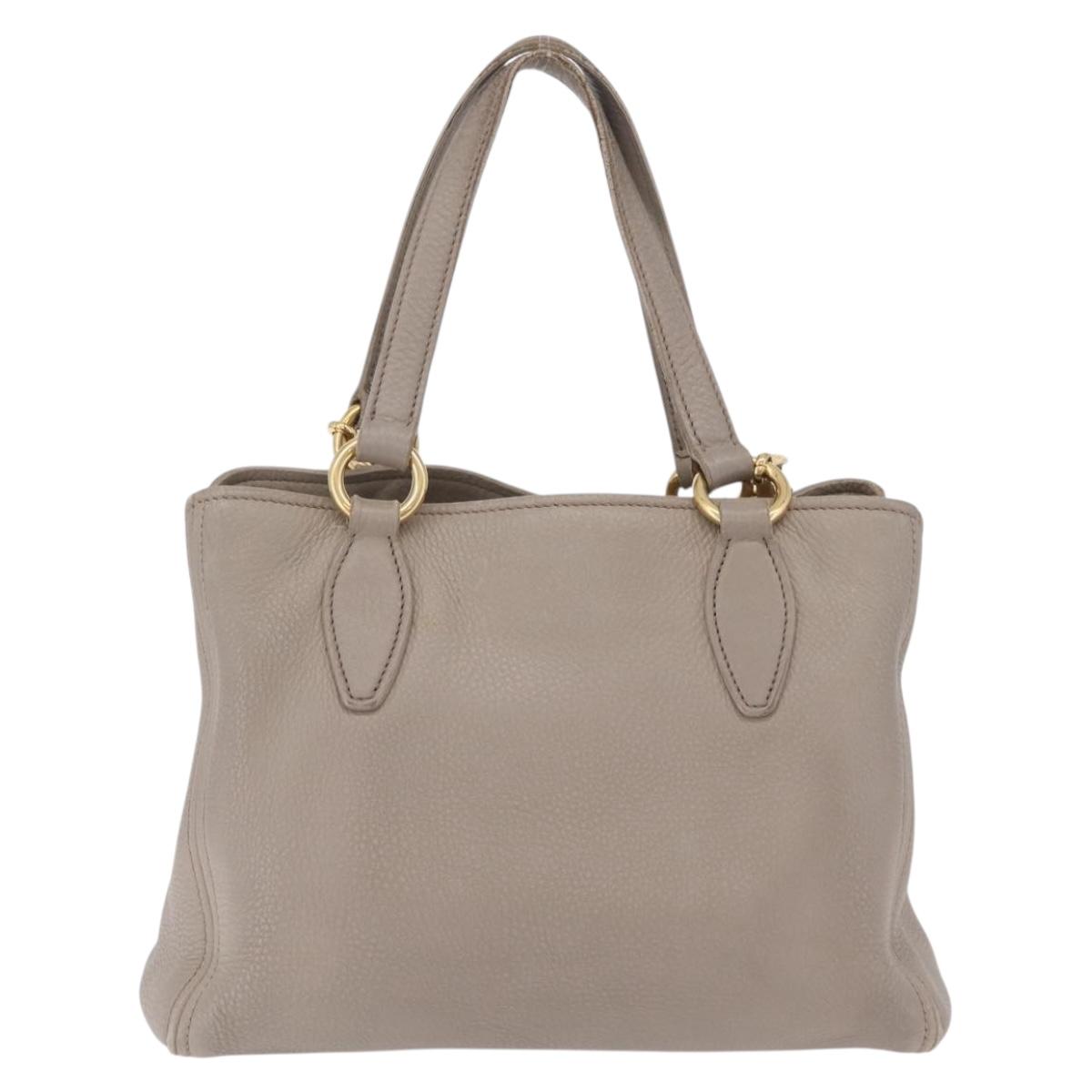Miu Miu Hand Bag Leather 2way Gray Gold Auth 167882A