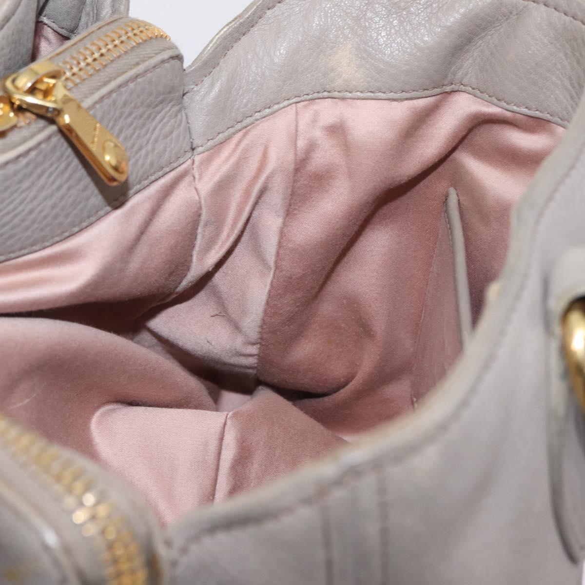 Miu Miu Hand Bag Leather 2way Gray Gold Auth 167882A