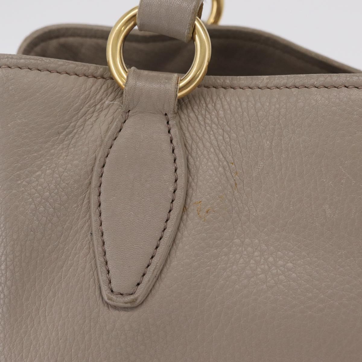Miu Miu Hand Bag Leather 2way Gray Gold Auth 167882A