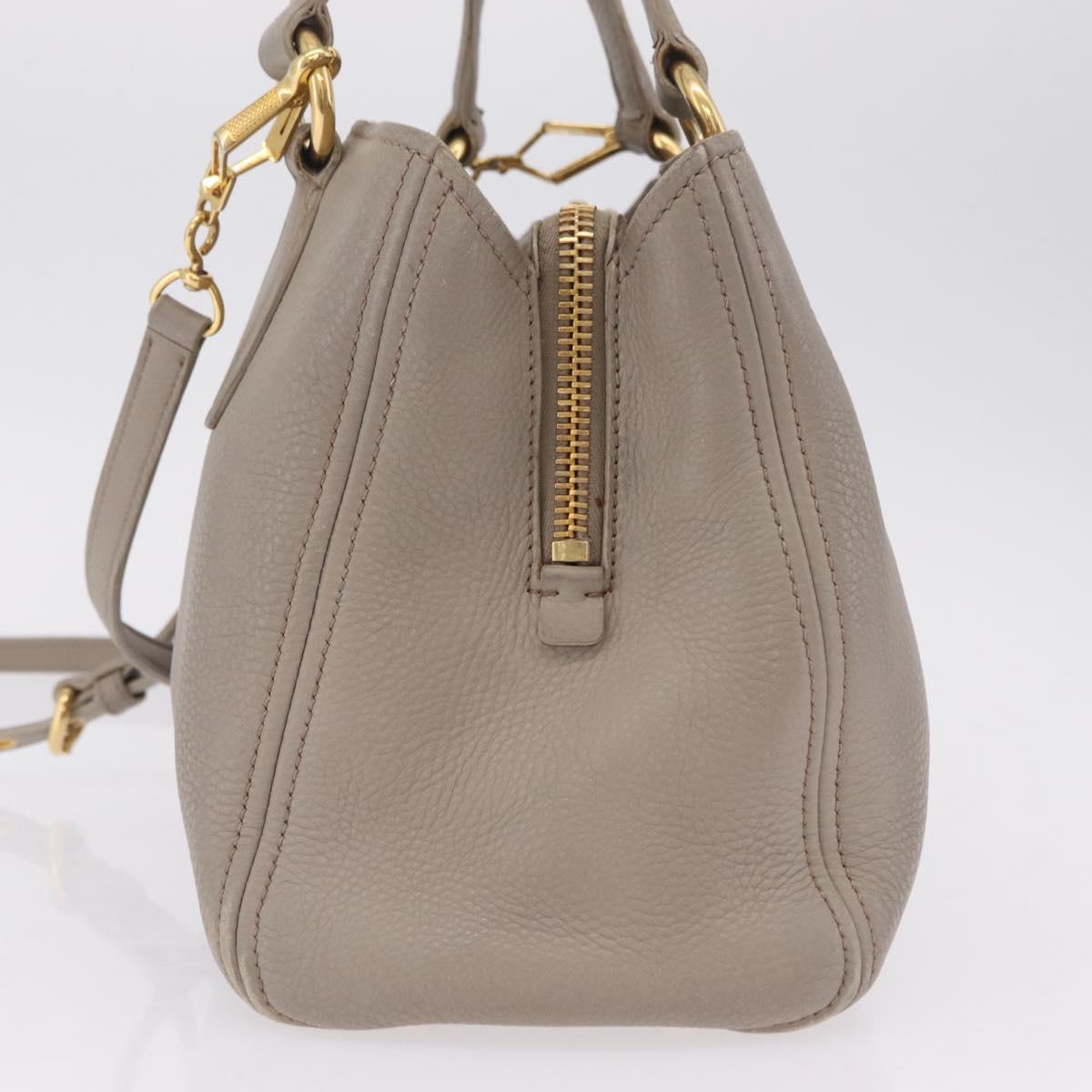 Miu Miu Hand Bag Leather 2way Gray Gold Auth 167882A