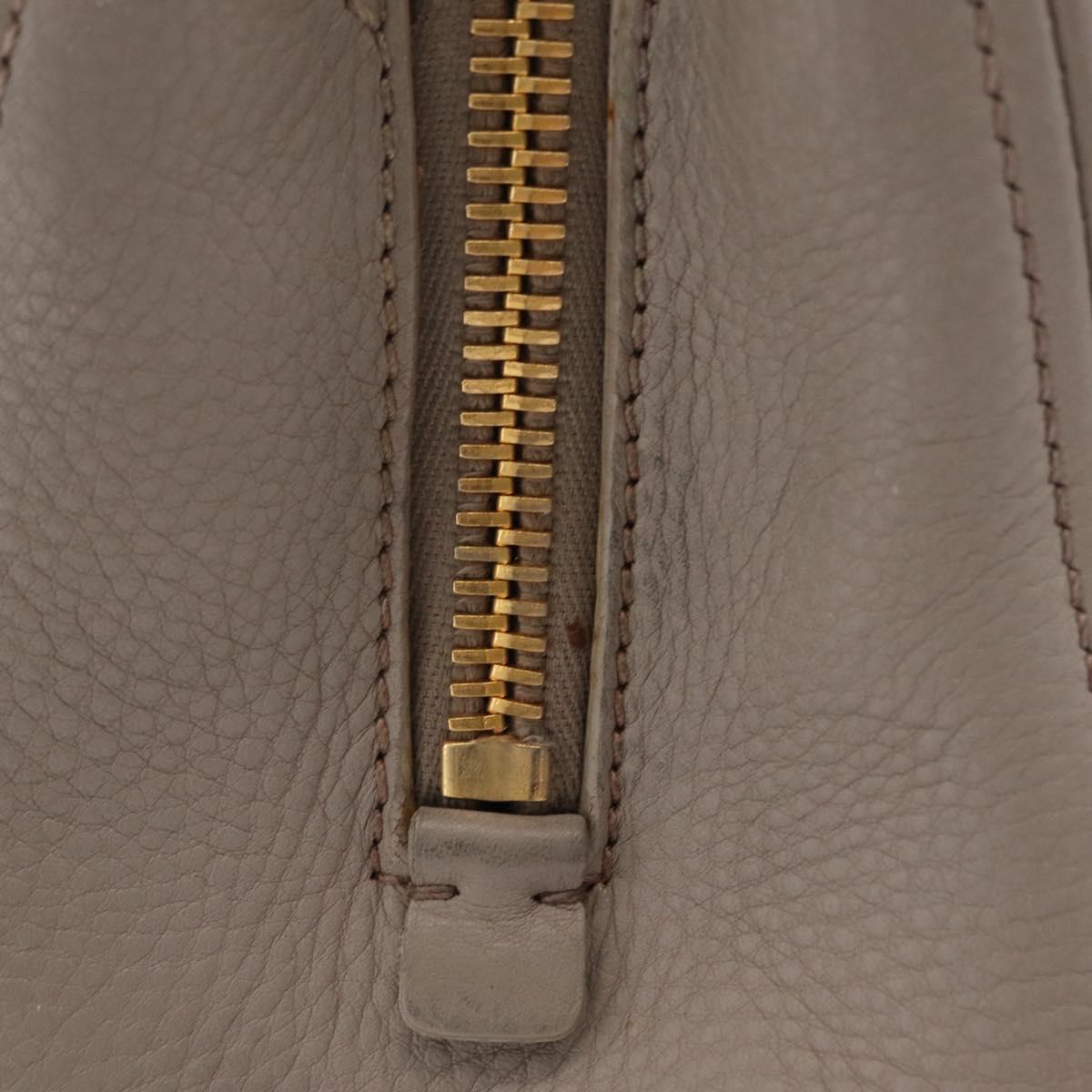 Miu Miu Hand Bag Leather 2way Gray Gold Auth 167882A