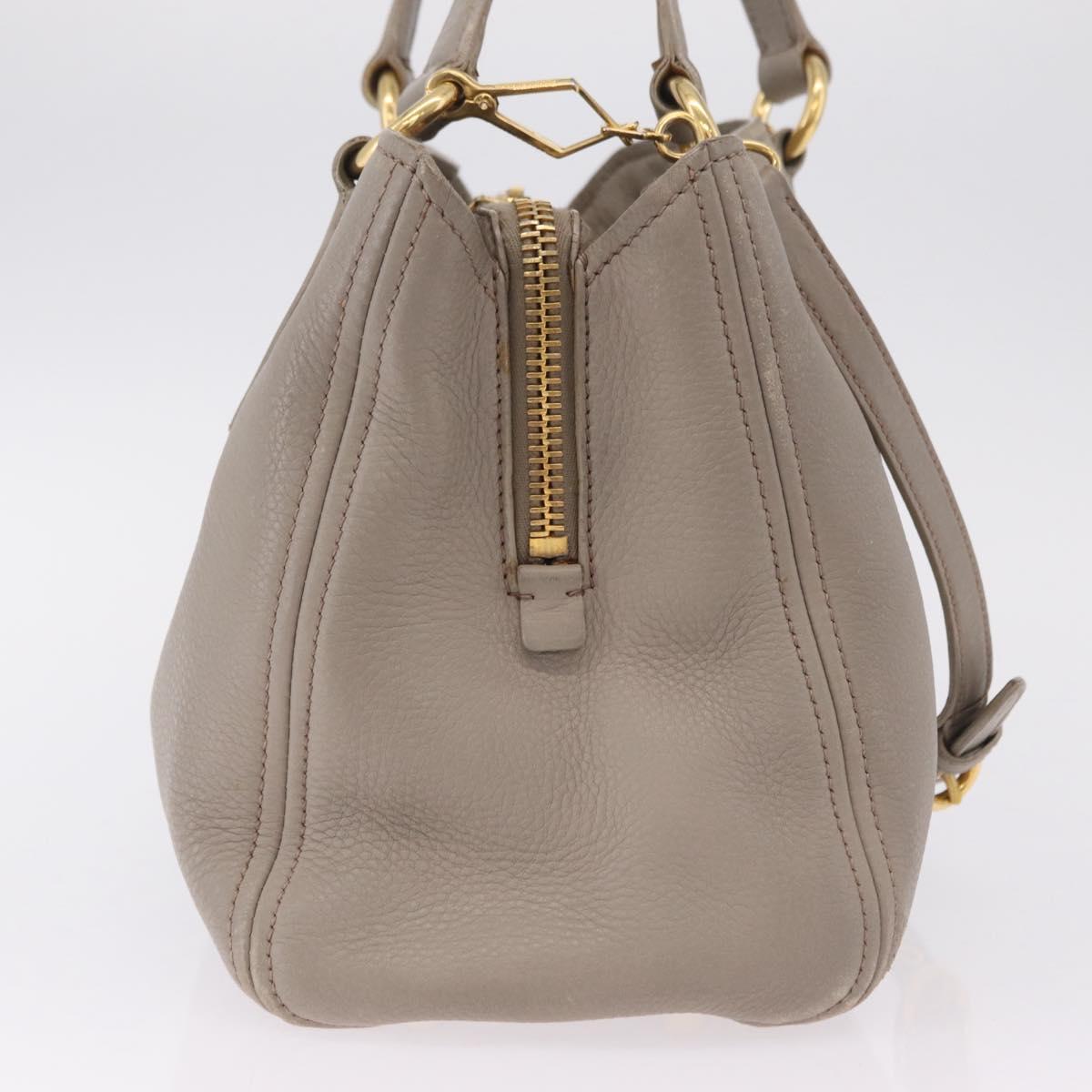 Miu Miu Hand Bag Leather 2way Gray Gold Auth 167882A