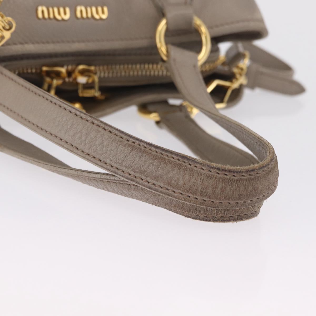 Miu Miu Hand Bag Leather 2way Gray Gold Auth 167882A