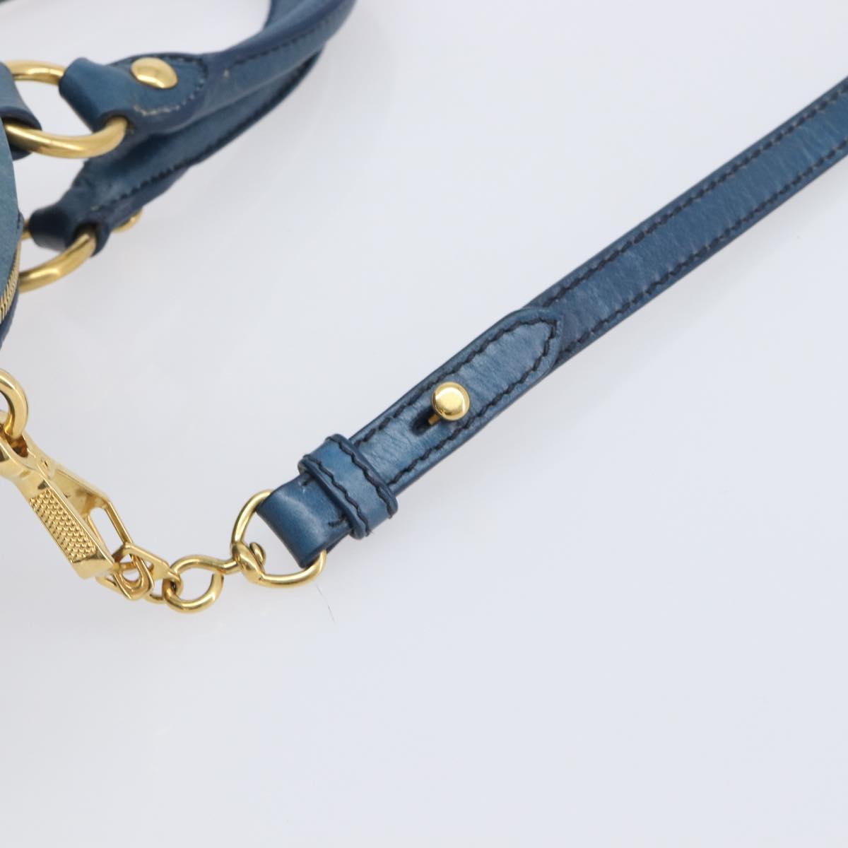 Miu Miu Hand Bag Leather 2way Blue Gold Auth 167885M