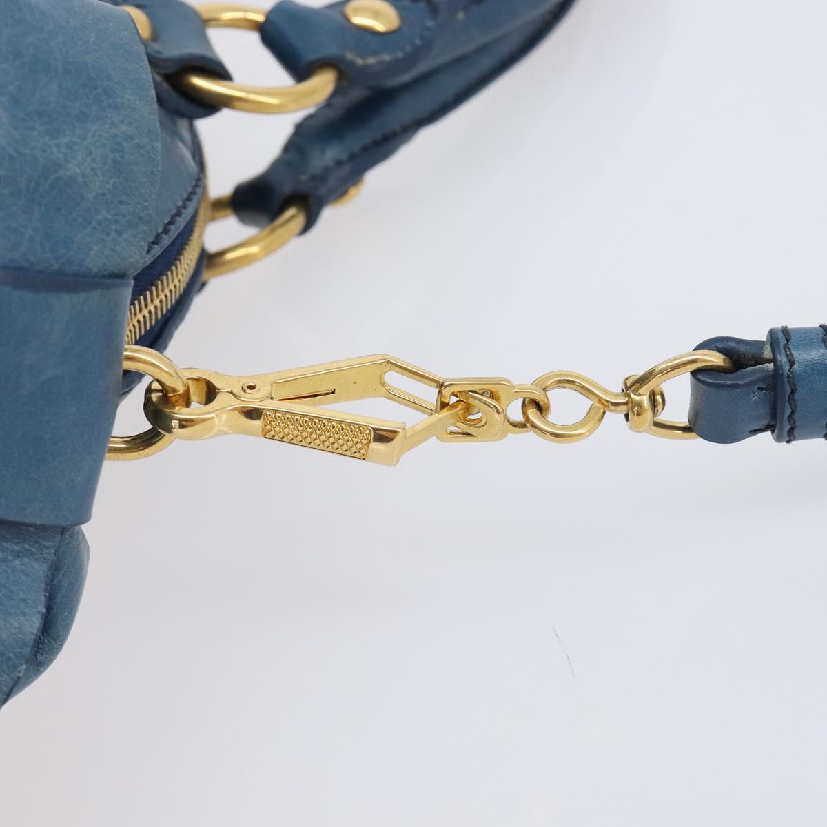 Miu Miu Hand Bag Leather 2way Blue Gold Auth 167885M