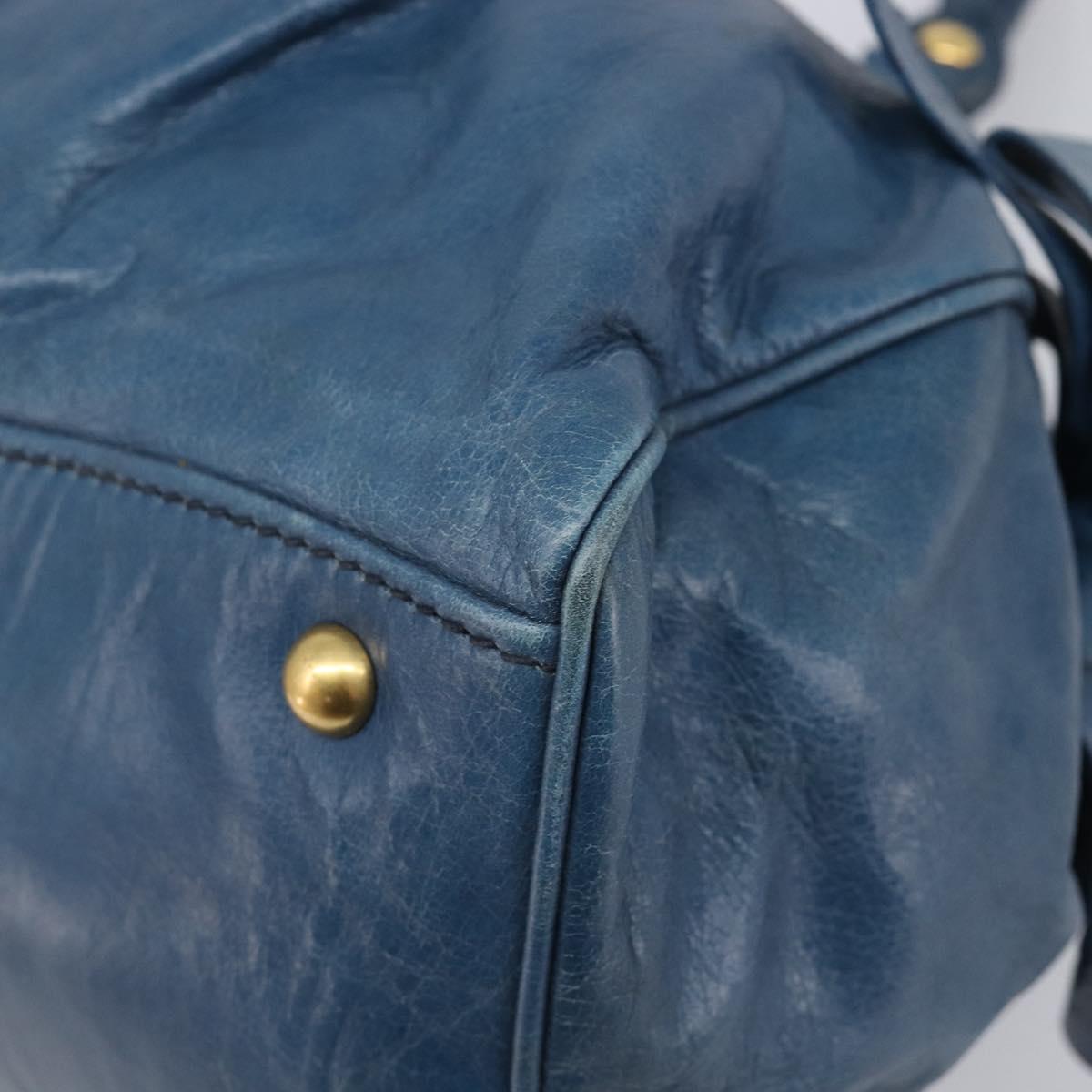 Miu Miu Hand Bag Leather 2way Blue Gold Auth 167885M